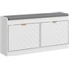 HOMCOM Panca porta scarpe, panca portaoggetti, asse seduta imbottita, cassetto ribaltabile, motif 106 x 24 x 52,5 cm, bianco | Aosom Italy