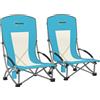 Outsunny Set 2 Sedie da Spiaggia Pieghevoli con Braccioli con Portabicchieri e Borsa di Trasporto, Blu