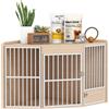 PawHut Gabbia d'angolo per cani, tavolino, con porta girevole, per piccoli e medi cani 113 x 80 x 64 cm, rovere | Aosom Italy