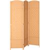 HOMCOM Paravento da interno in legno a 3 pannelli pieghevole, 135 x 180 cm, Marrone chiaro | Aosom Italy