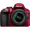 Nikon Reflex D3300 - Rosso + Nikon AF-S DX Nikkor 18-55mm f/3.5-5.6 G VR f/3.5-5.6, good