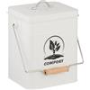 Relaxdays Pattumiera da Cucina per Umido, Cestino per Organico 6 L, Secchio Rifiuti Compost con Filtro Antiodore, Bianco