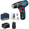 Bosch Professional Sistema 12V Trapano Avvitatore Con Percussione GSB 12V-15, Incl. Batteria 2x2.0 Ah + Caricabatterie, 2x Set Di Trapani, 1x Set Di Punte, In Borsa, Amazon Exclusive Set