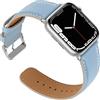 Anlinser Compatibile con Cinturino Apple Watch 42mm 41mm 40mm 38mm, Cinturini di Ricambio in Vera Pelle per iWatch Serie 11 10 9 8 7 6 5 4-1 SE (Azzurro Sierra)