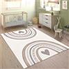 Paco Home Tappeto Bambini Cameretta Arcobaleno Cuore 3D Beige Crema, Dimensione:200x290 cm