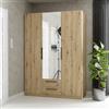 Forte CADIXO - Armadio moderno in legno a 3 ante, con specchio, 150,6 cm di larghezza x 212,9 cm di altezza x 58,9 cm di profondità