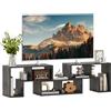 FANTASK Mobile per TV combinabile, 3 pezzi, in legno, per TV fino a 65, tavolo per TV allungabile, scaffale portaoggetti multifunzionale (grigio, (134-180) x 30 x 43 cm)
