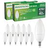 bravotecno Lampadine LED E14, Classe Energetica B, E14 LED Luce Calda 3000K, 2,5W 470LM C37, Equivalente a 40W, Angolo di Illuminazione 360°, Non Dimmerabile, Basso Calore & Lunga Durata, 12 Pezzi