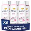Dove Deodorante Spray, Dove Classic Care Floral, Deodorante Antitraspirante Spray, Protezione Fino a 48 Ore, con 1/4 di Crema Idratante, Formula Delicata, Deodorante Uomo e Donna, 6 Pezzi da 150 ml