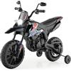 FANTASK Aprilia 12 V moto elettrica per bambini 5,5-6 km/h, moto per bambini con ruote di supporto e musica e fari, moto blu e nera per bambini dai 3 agli 8 anni