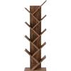 Mondeer Libreria a forma di albero con 8 scomparti in legno per CDs Magazine in ufficio, libreria, casa, 40 x 20 x 127 cm, marrone vintage