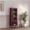 [en.casa] Armadio a Vetrata con 4 Scomparti Credenza Alta Libreria Espositiva Vetrinetta Anta in Vetro Semitrasparente Scanalato 150 x 50 x 35 cm Mobile in Acciaio - Rosso Vino
