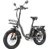 KIMDYMA B20 Bici Elettrica Pieghevole 250W E-Bike Adulto | 20 × 4.0 Fat Tire Bicicletta Elettrica | 48V15AH Range 100KM | Sospensione anteriore| 7 Velocità Crociera Urbana (grigio)