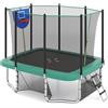 COSTWAY Trampolino da Esterno per Bambini e Adulti 317 x 255 cm, Tappeto Elastico Rettangolare con Canestro da Basket, Porta da Calcio, Scala Antiscivolo, Rete e Telaio in Acciaio, Portata 500 kg
