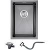KEOKBON Piccolo Lavello da Cucina 35 x 50 cm, Lavello in Acciaio Inox, Sottopiano & a Incasso, con Troppopieno, Senza Set di Tubo di Scarico, 1 Vasca, Nano Nero