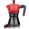MAGEFESA Tradizionale - Caffettiera italiana nera e rossa, 9 tazze, 450 ml, acciaio inossidabile e alluminio, tutti i tipi di cucina, induzione, manico freddo