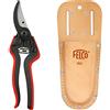 FELCO 160L Forbici & 910 fodero per cesoie da giardino (fondina in vera pelle, con passante per cintura + clip, si attacca alla cintura, per cesoie / forbici da potatura)