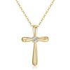 GAVU Collana da Donna Argento Placcato Oro 14K con Ciondolo Crocifisso, Collana Punto Luce da Donna con Croce di Diamante di Zirconia Cubica, Regalo Cresima e Comunione