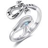 HUKKUN Anello Ankh Anello in argento sterling 925 con occhio di Horus per donna Anello avvolgente egiziano Gioielli per donna