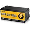 Rvpozwer Batteria Litio 12V 200Ah, 2560Wh LiFePO4 Batterie, con BMS Integrato da 200A, 18000 Cicli a Scarica Profonda, Protezione Contro le Basse Temperature, per Off-Grid, Camper e Imbarcazioni