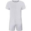 Landofgenie Uomo Onesie Leotard Top Body Shirt One Piece Pigiama Cotone Verde Fibbia Tuta Corte Bodysuit Bianco XS