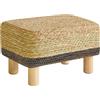 YMYNY Poggiapiedi Pouf Couch Sgabello Poggiapiedi Rettangolare In Alga Marina Naturale Multifunzionale Moderno Ottomano Divano Tavolino per Soggiorno Camera da Letto 42×30×26CM Nero HBD043B