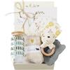 WOODEN TEETHER Set Regalo di 7 Pezzi per Mamma e Bambino, Regalo per Neonato Ragazza Ragazzo con Carta per Mamma, Sonaglio per Bambini, Becco, Calzini, Biglietto di Auguri, Regalo per Neonati per Baby