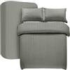 My home store Set di biancheria da letto con copripiumino a righe satinate, lene profondi 30 cm e federa, per letto singolo, in morbida microfibra spazzolata (antracite)