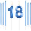mciskin Set di Candele Blu Reale per 18° Compleanno, Candela Numero 18 per Torta con Candele Lunghe e Sottili, Decorazioni per 18° Compleanno per Ragazzi e Ragazze, Candela Blu Decorazioni per Torta
