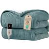 Texciting Coperta Riscaldante Elettrica-130x160cm Morbida,Verde | Coperta Elettrica 9 Temperature Regolabili 2-10 ore di Spegnimento Automatico Lavabile in lavatrice,Per divano e letto