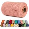 LEREATI Corda Macrame 1mm x 200m Filo Macrame Cordoncino Cotone Spago Colorato, Macramè Filo Cordino per Borse Uncinetto, Arazzo da Parete, Decorazioni, Fai da Te Artigianale (Rosa Carne)