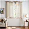 TOPICK - Tende con anelli in lino per soggiorno e camera da letto, finestre traslucide, filtro di luce, stile casa di campagna, cucina, set da 2 pezzi, 140 cm (larghezza) x 145 cm (altezza), colore