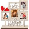 Pekiedo Cornice Foto Love con Cuori Portafoto Multiplo 3 Foto, in Legno da Tavolo, Idea Regalo San Valentino Fidanzati Amore Anniversario Compleanno