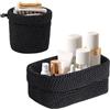 Colexy Set di 2 Cestini Intrecciati per Organizzare, Cesto in Corda di Cotone, Impilabile Organizer, Ceste Portaoggetti per Bagno,Cestino Decorativo per Soggiorno,per Cucina, Bagno, Camera da Letto,Nero