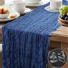 EUGENEKELLY Tovaglia da tavolo 90 x 400 cm Blu polveroso Boho Trasparente Runner Tavolo Matrimonio Tessuto Garza Rustico Tovaglia Doccia Nuziale con 2 Morsetti Tovaglia Grande e 2 Morsetti per Tovaglia Piccola