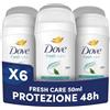 Dove Deodorante Stick, Fresh Care, Deodorante Antitraspirante in Stick, Protezione Fino a 48 Ore, con 1/4 di Crema Idratante, Formula Delicata, Deodorante Uomo e Donna, 6 Pezzi da 50 ml