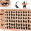 Higu clace Pre-Glued-Eyelashes Natural Look, Self -Adhesive-Cluster Lashes Mix10-16mm, Reusable Pre Glued Lash No Glue Deeded, Press on Lashes Easy to Use（Natural R)
