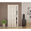 Forte Porta a Soffietto in PVC Luciana Legno Pino Sbiancato Vetro Satinato 88,5x214