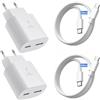 Powersky 2 Pack USB C Caricatore, 25W 2Port USB C & USB-A alimentatore ricarica cavo ricarica rapida 2M per iPhone 17 16 16e 15 Pro Max Samsung S26 S25 S24 S23 A56 A55 A36 A35 A16 A15 caricabatterie adattatore