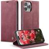 Monweicz Cover Compatibile con IPhone 16 Pro Max, Custodia Portafoglio con Slot per Scheda, Protezione Completa Premium in Pelle PU, Flip Libro Magnetica IPhone 16 Pro Max, Vino Rosso
