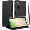 Oududianzi - Cover Compatibile con Samsung Galaxy A56 5G con 1 Vetro Temperato, custodia a libro in similpelle premium con funzione portafoglio e supporto - Nero