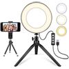MACTREM 6 Luce ad Anello LED, Ring Light con Treppiede per Video YouTube e Trucco, Luce per Selfie con Supporto per Telefono, 3 modalità di luce e 11 livelli di luminosità