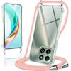 Coiwxmoi Cover per Honor X6B con Cordino 6,56,Trasparente Custodia con Laccio Tracolla Corda Catena Cinghia,Ultra Morbido Silicone TPU Antiurto Case per Honor X6B, Oro Rosa