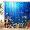 ZXMBF Tenda da doccia a tema oceano con pesci tropicali colorati, tartaruga, corallo, decorazione per la casa, tessuto impermeabile, 182 x 182 cm, ganci in plastica blu, 12 pezzi