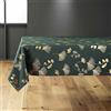 Douceur d'Intérieur Bloomy Tovaglia Rettangolare, 150 x 300 cm, Verde e Oro, Poliestere Stampato Metallizzato