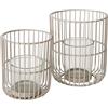 Boltze Cindy 2045316 - Set di 2 portacandele in ferro, colore beige, in vetro, altezza 14-20 cm, design moderno, decorazione da giardino, decorazione da tavolo, accessori per candele, lanterna