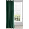Eurofirany Tenda in Velluto Morbidissimo Oscurante con Occhielli - 1 Pannello, Tenda per Camera da Letto, Cucina, Soggiorno, 140x250 cm, Verde