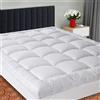 SOPAT Coprimaterasso extra spesso, per letto king size, in cotone 400 fili, traspirante, con tasca profonda da 20,3 a 56 cm, con imbottitura alternativa morbida (198 x 203 cm, bianco)