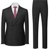MOGU Abito da Uomo Doppiopetto gessato 2 Pezzi Slim Fit Smoking Giacca Formale e Pantaloni per Affari, Matrimoni, Balli di fine Anno, Nero, XX-Large