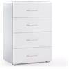 Terraneo Cassettiera 4 cassetti l 60 x p 40 x h 87 cm vari colori con vassoio contenitore Bianco